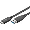 USB-C - USB-A -kaapeli, 1 m, musta