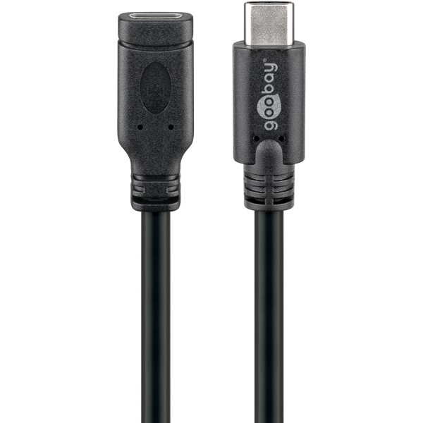 USB-C-jatkojohto, USB 3.1 Gen 1, 1 m, musta