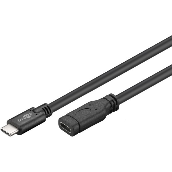 USB-C-jatkojohto, USB 3.1 Gen 1, 1 m, musta