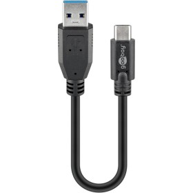 USB-C - USB-A -kaapeli, 0,15 m, musta