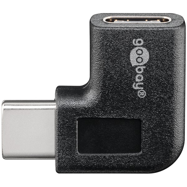 USB-C - USB-C -sovitin 90°, musta
