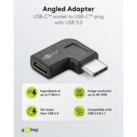 USB-C - USB-C -sovitin 90°, musta