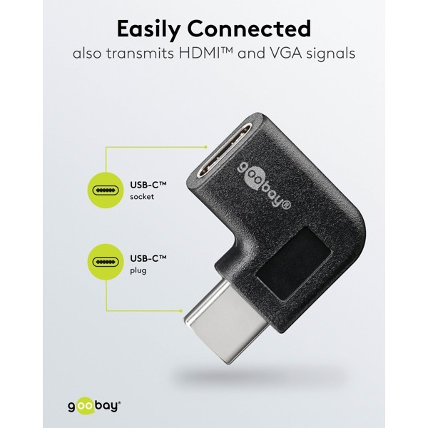 USB-C - USB-C -sovitin 90°, musta