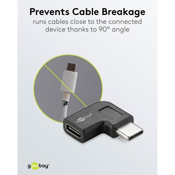 USB-C - USB-C -sovitin 90°, musta