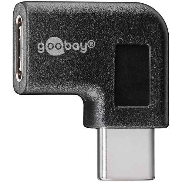 USB-C - USB-C -sovitin 90°, musta