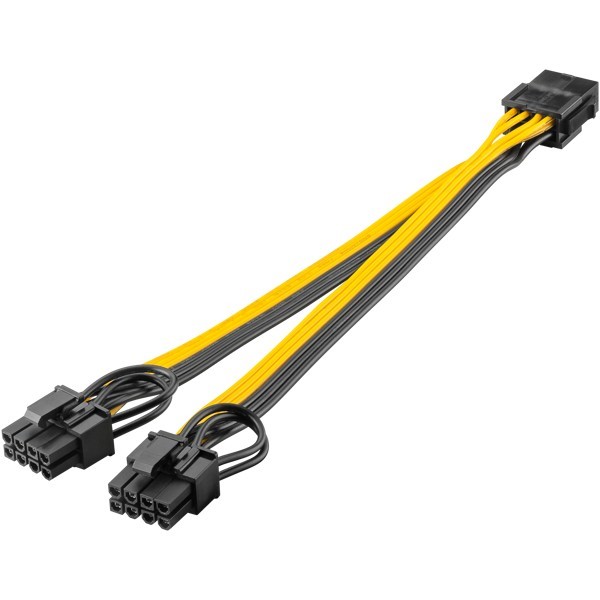 Virtalähdekaapeli 8-nastainen naaras - kaksois 6+2 uros PCIe:lle