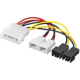 Virtajohto/sovitin tietokoneen tuulettimille, 5,25 tuuman uros tuulettimeen 2x 12 V/2x 5 V