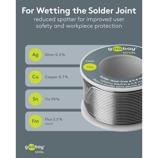 Lyijytön juotos, ø 0,8 mm, 50 g
