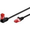 CAT 6 -kytkentäkaapeli 1x 90° kulma, U/UTP, musta