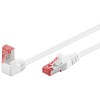 CAT 6 -kytkentäkaapeli 1x 90° kulma, S/FTP (PiMF), valkoinen, 2m
