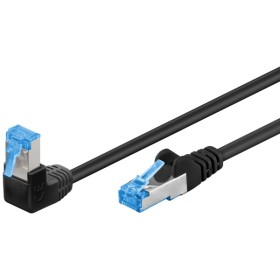 CAT 6 A -kytkentäkaapeli 1x 90° kulma, S/FTP (PiMF), musta