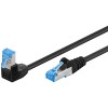 CAT 6 A -kytkentäkaapeli 1x 90° kulma, S/FTP (PiMF), musta