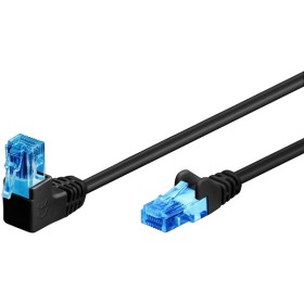 CAT 6 A -kytkentäkaapeli 1x 90° kulma, U/UTP, musta, 0,25m