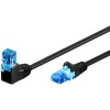 CAT 6 A -kytkentäkaapeli 1x 90° kulma, U/UTP, musta, 0,25m