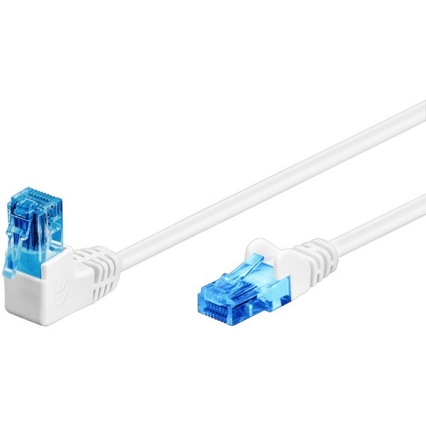 CAT 6 A -kytkentäkaapeli 1x 90° kulma, U/UTP, valkoinen