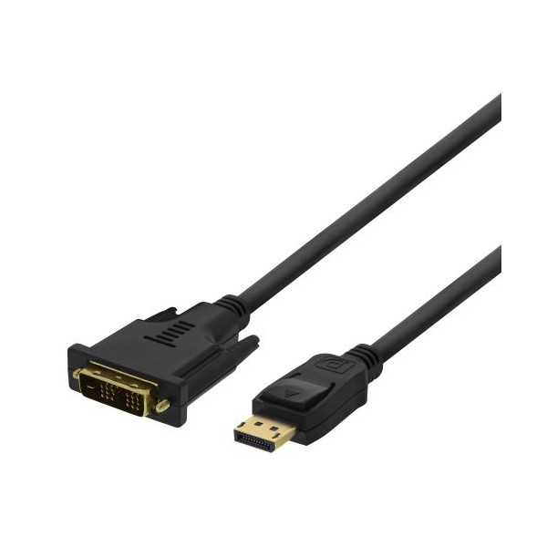 Deltaco DisplayPort-DVI kaapeli, 2m, musta