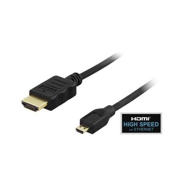 Deltaco MicroHDMI-HDMI kaapeli, 1m, musta