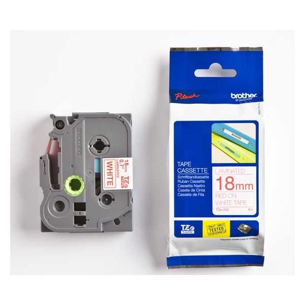 P-TOUCH 18MM TZE-242PUNAINEN/VALKOINEN