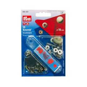 PRYM PAINONEPPARI 15MM HOPEA 10 +TYÖKALU
