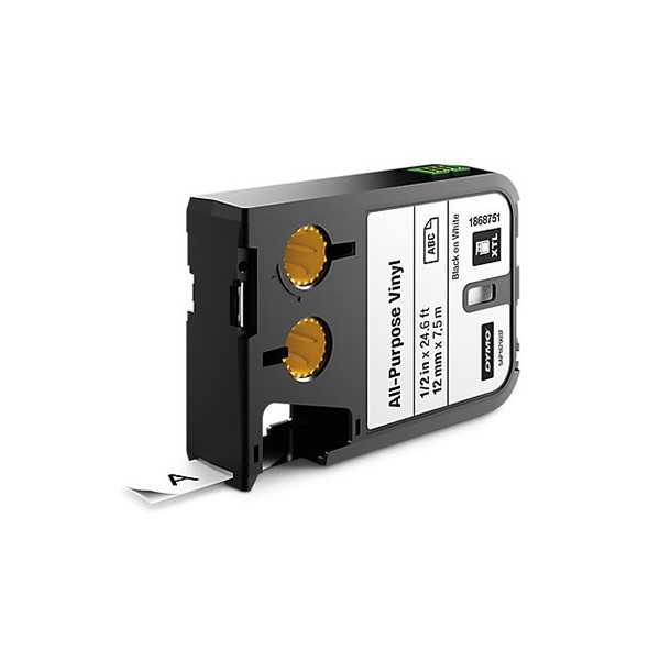 DYMO XTL 12MM VINYYLITARRA MUSTA/VALK 7M