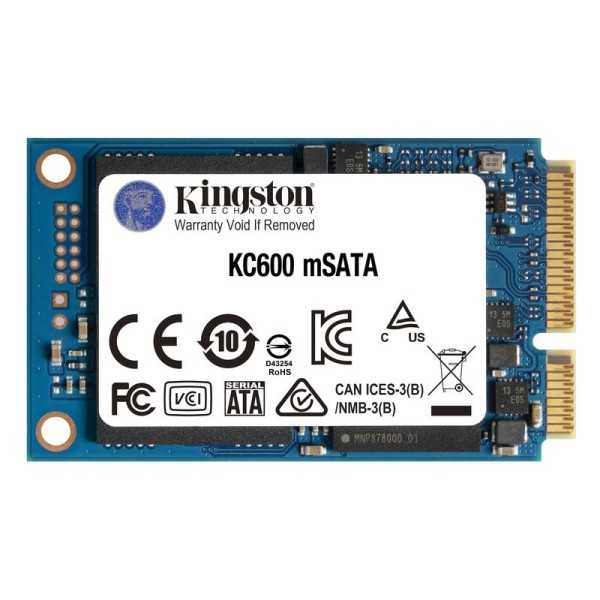 Kingston 1TB KC600, mSATA SSD-levy, SATA III, 550/520 MB/s