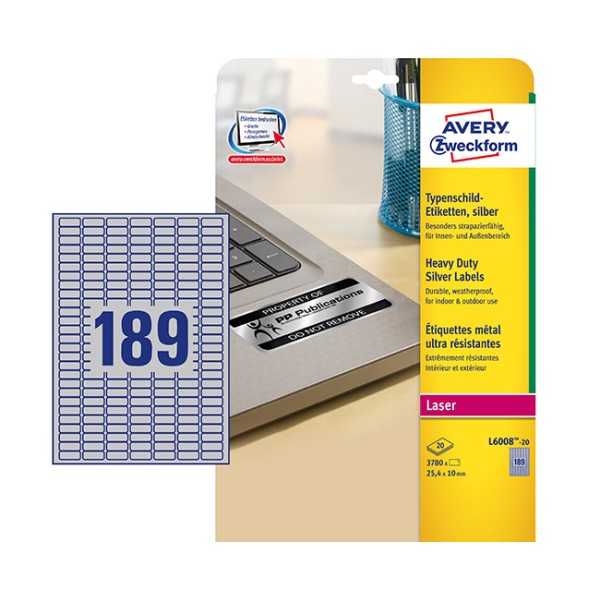AVERY L6008-20 KESTÄVÄ TARRA 25,4X10MM