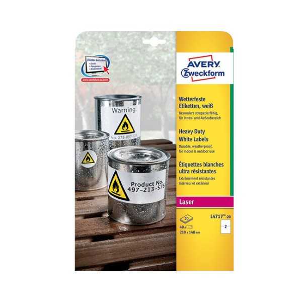 AVERY L4717-20 KESTÄVÄ TARRA 210X148MM